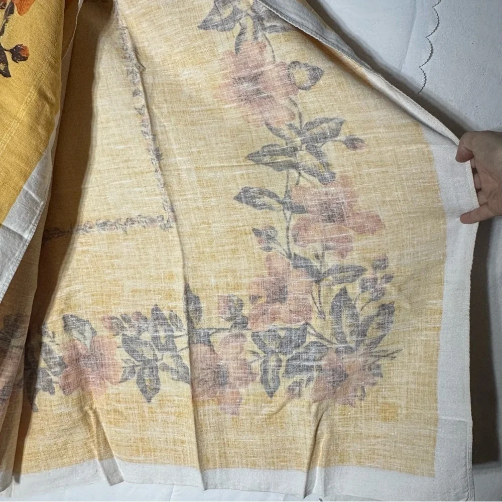 Vintage Floral Yellow & Orange Tablecloth - Picture 15 of 15